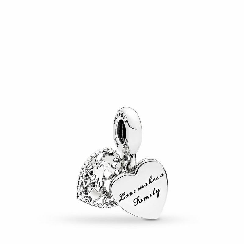 Pandora Love Makes A Family Dangle Charm - Sterling Silver/Enamel/Pink/Cubic Zirconia - Canada | JA6